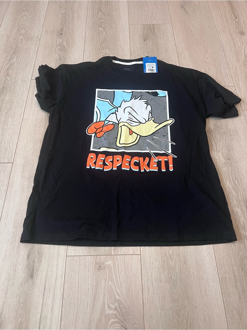 Disney Black Short Sleeve Graphic Tee with Donald Duck 'RESPECKET!'